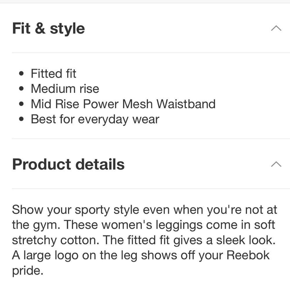 Reebok 7/8 Black Leggings NWT Logo on Leg elastic waist line size medium - Picture 8 of 8